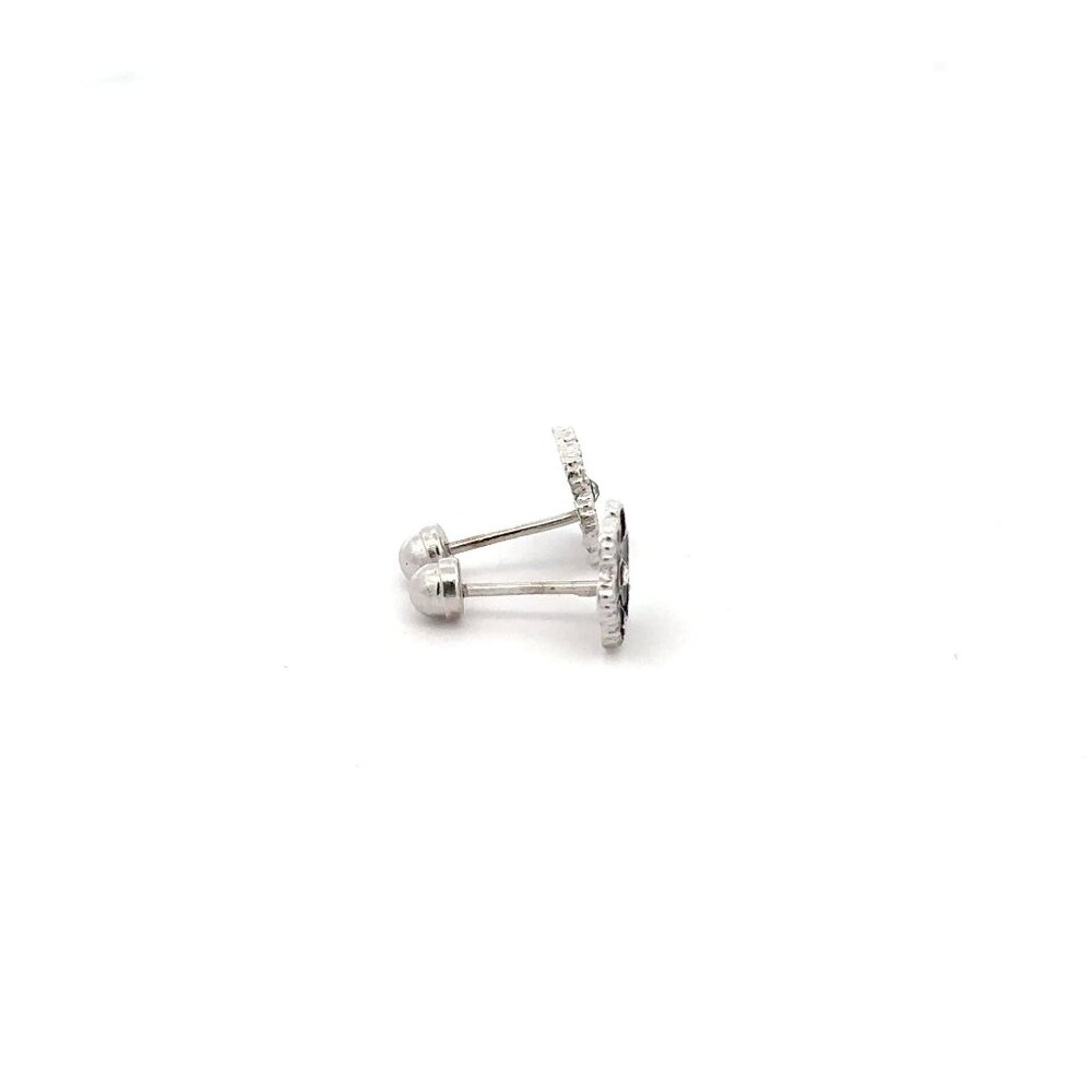 925 Sterling Silver Stud Flower Black Enamel Earrings Small Screw Back - Picture 5 of 5